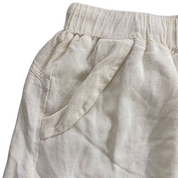 Women’s linen blend shorts size 2XL cream pockets - Picture 2 of 4
